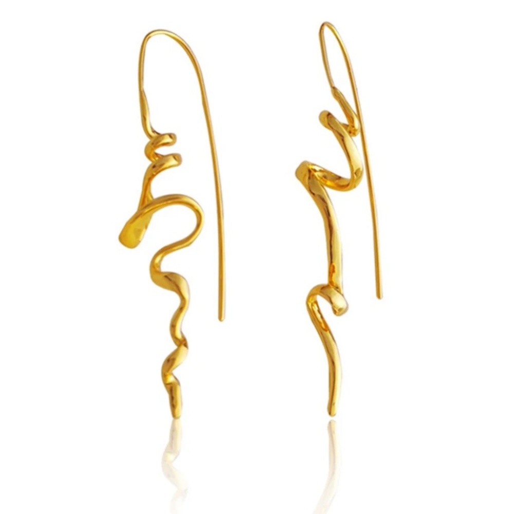 18k Gold Vermeil Handcrafted Earrings 2 1/2”